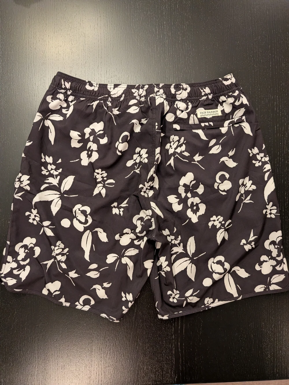 Fair Harbor Black Floral Elastic Waist Shorts